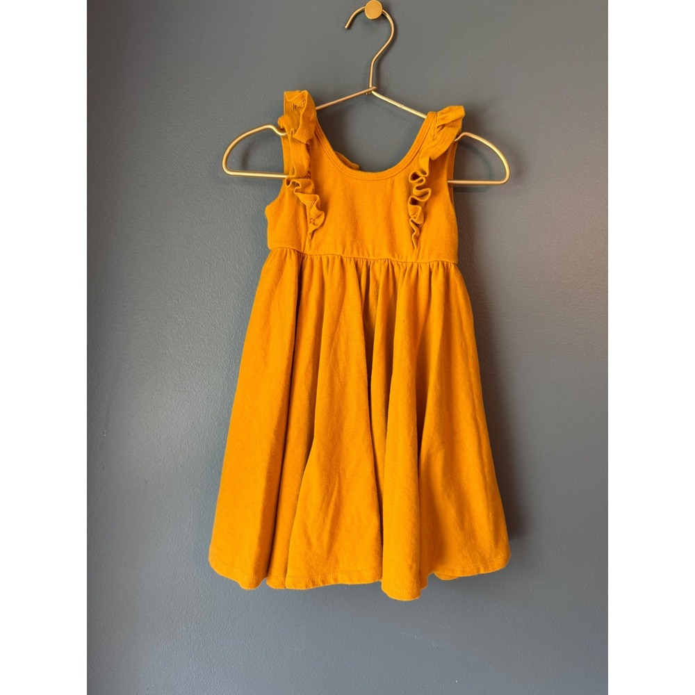 Remie Girl Mustard Yellow Ruffle Dress Size 3 Kids Sleeveless Twirl Dress